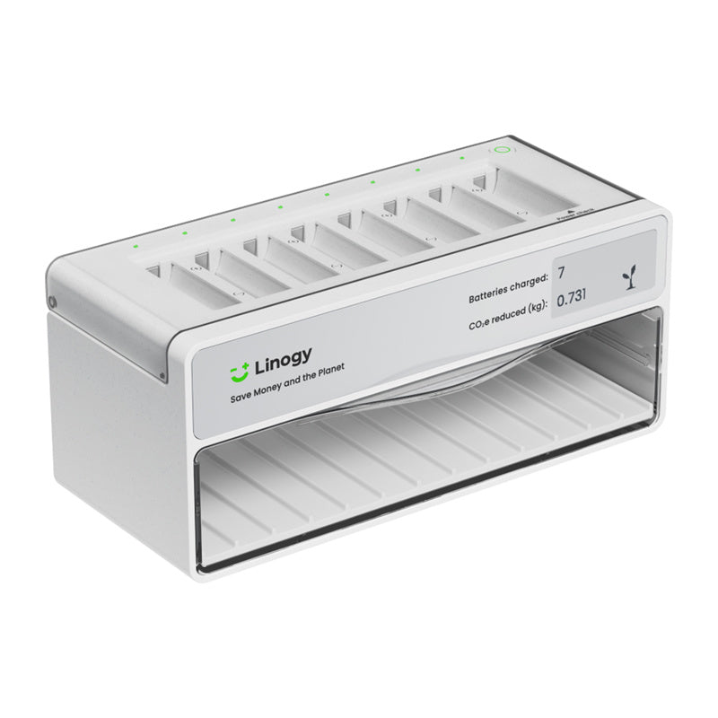 Linogy - Chargeur universel de piles AA et AAA, 8 charges et réserve de 40 cellules - visuel 1
