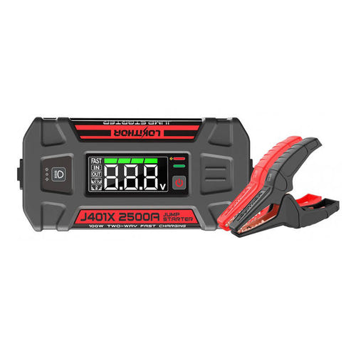 Lokithor J401X - Booster de batterie 2500 A + powerbank 100 W (4-en-1) : pinces démarrage