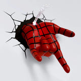 Lampe Spider-Man allumée, détail de la toile lumineuse
