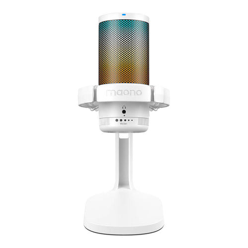 Maono DGM20 - Microphone USB à condensateur avec éclairage, blanc : panier antivibratoire