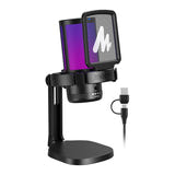 Maono DGM20 - Microphone à condensateur USB pour le jeu, filtre anti-pop, noir : éclairage RVB poste de jeu