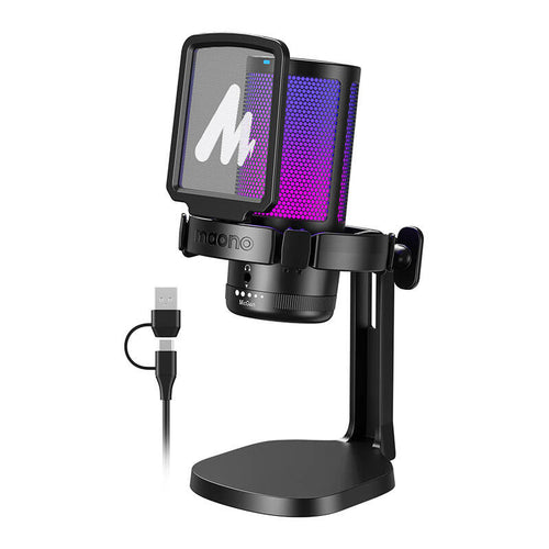 Maono DGM20 - Microphone à condensateur USB pour le jeu, filtre anti-pop, noir : gaming