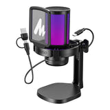 Maono DGM20 - Microphone à condensateur USB pour le jeu, filtre anti-pop, noir : panneau tactile supérieur
