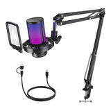 Maono DGM20 S - Microphone à condensateur USB avec bras articulé, noir : deux segments