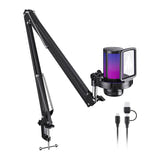 Maono DGM20 S - Microphone à condensateur USB avec bras articulé, noir : pince de bureau serrage