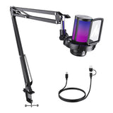 Maono DGM20 S - Microphone à condensateur USB avec bras articulé, noir : support antivibratoire dgm20 s