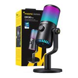Maono DM30RGB - Microphone à condensateur USB-C et jack, corps métal, noir : éclairage RVB bureau gamer