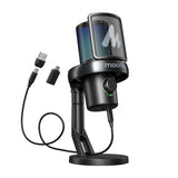 Maono DM40 Pro - Microphone de jeu sans fil avec éclairage RGB, noir : accessoires fournis