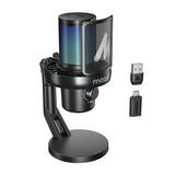 Maono DM40 Pro - Microphone de jeu sans fil avec éclairage RGB, noir : molette volume