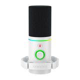 Maono PD200x - Microphone dynamique USB-C et XLR, éclairage RVB, blanc : molette volume et coupure micro