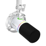 Maono PD200x - Microphone dynamique USB-C et XLR, éclairage RVB, blanc : support antivibratoire micro blanc