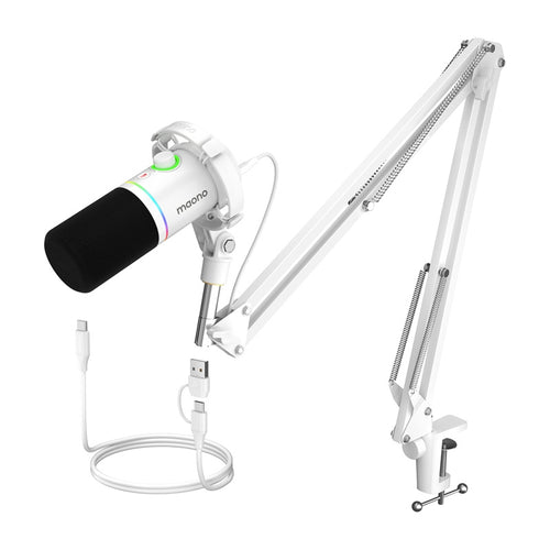 Maono PD200XS - microphone dynamique USB/XLR RGB (blanc) - visuel 1
