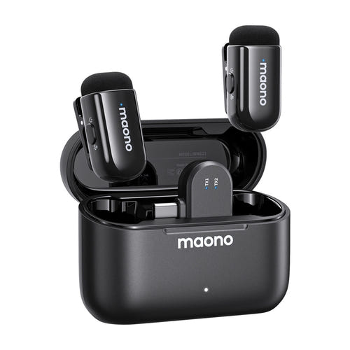 Maono WM622 PC2 - Microphone cravate sans fil USB-C, 2 émetteurs avec aimants et tour de cou : fourni