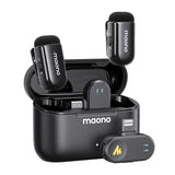 Maono WM622 PBC2 - Microphone cravate sans fil, 2 émetteurs et récepteurs Lightning et USB-C : boîtier de charge fermé