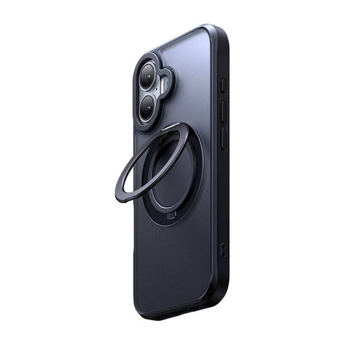 Mcdodo PC-4930 - Coque MagSafe noire avec béquille pour iPhone 16 : dépliée support