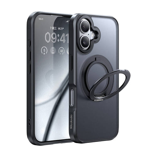 Mcdodo PC-4931 - Coque MagSafe noire avec béquille pour iPhone 16 Plus