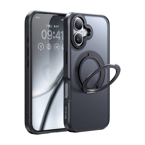 Mcdodo PC-4931 - Coque MagSafe noire avec béquille pour iPhone 16 Plus - visuel 1