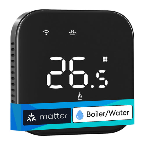 Meross MTS215BMA-B - Thermostat Wi-Fi Matter noir, chauffage à eau - visuel 1