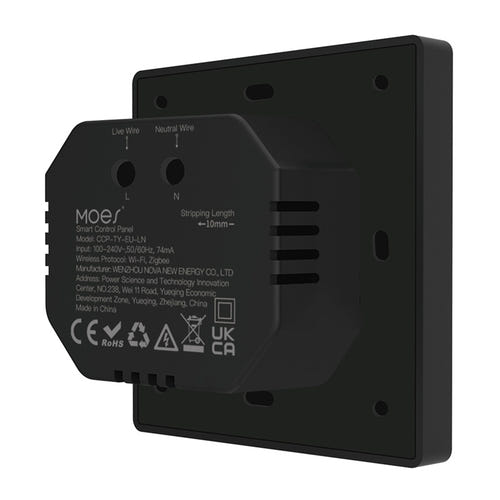 Moes CCP-TY-LN - Panneau de controle tactile Wi-Fi/ZigBee 4 pouces : vue profil