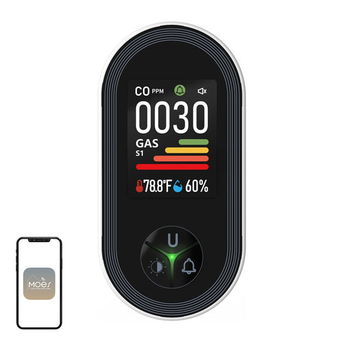 Moes S02-CG - Détecteur connecté de monoxyde de carbone et de gaz : co gaz moes s02 CG