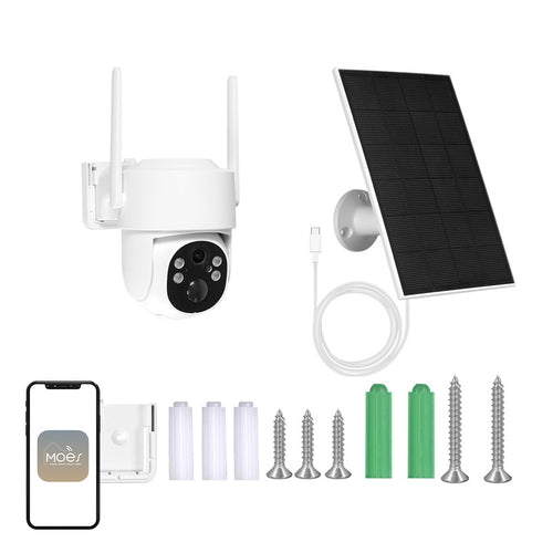 Moes WCM-J10-S - Caméra de surveillance extérieure Wi-Fi 4 MP solaire : WiFi moes