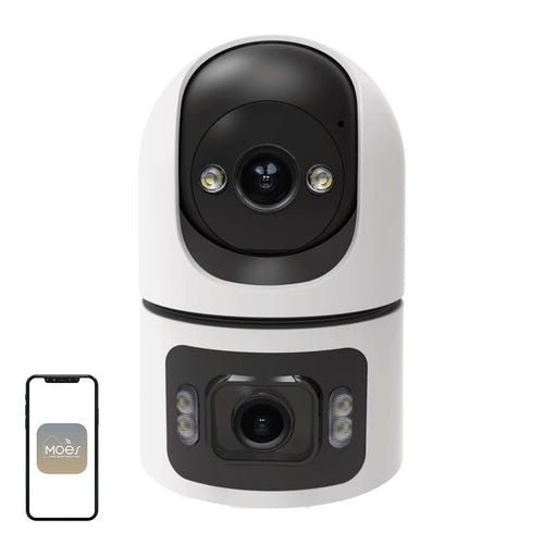 Moes WCM-Q09 - Caméra de surveillance IP double objectif : plafond