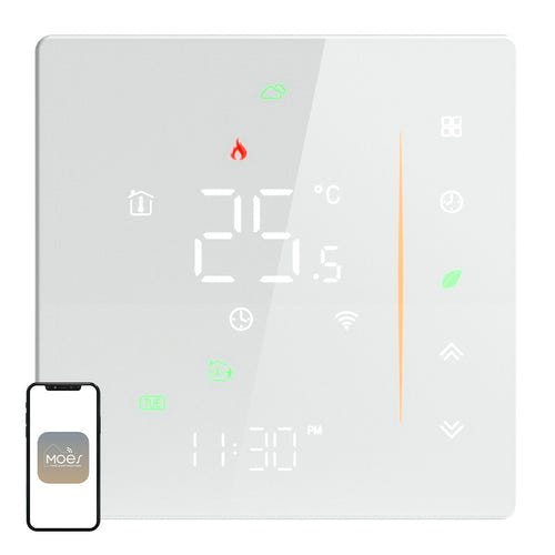 Moes WHT-006-GB-WH - thermostat connecté pour chauffage électrique : blanc