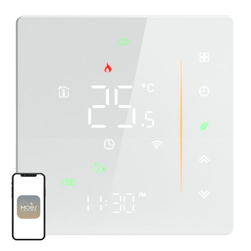 Moes WHT-006-GB-WH - thermostat connecté pour chauffage électrique : blanc