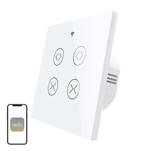 Moes WRS-EUC2-WH-MS - Interrupteur connecté double volet : mural verre blanc deux canaux