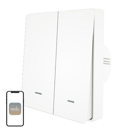 Moes ZS-B-EU2 - Interrupteur ZigBee 2 canaux sans neutre : blanc