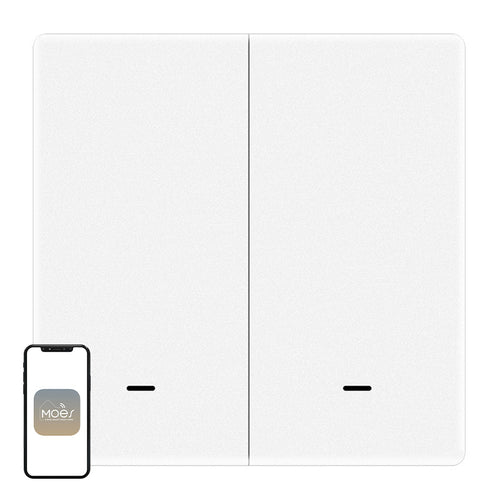 Moes ZT-B-EU2 - Interrupteur connecté ZigBee à 2 boutons : blanc