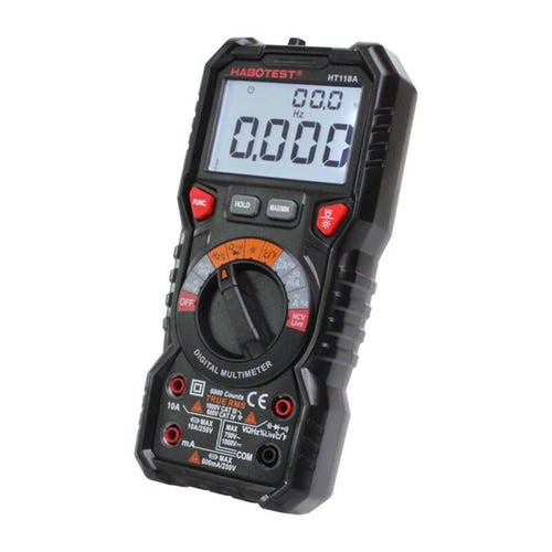 Habotest HT118A - multimètre numérique True RMS avec NCV et lampe : cordons de mesure