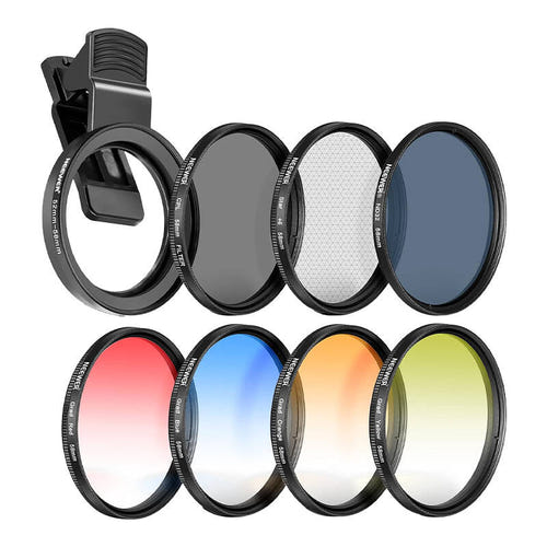 Neewer - Kit de filtres 58 mm pour smartphone (CPL, ND32, étoile, 4 dégradés) : 58 mm vue ensemble