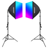 Neewer - Kit studio NK800 : 2 softbox 61 × 61 cm avec ampoules RGB 24 W et trépieds : vue ensemble
