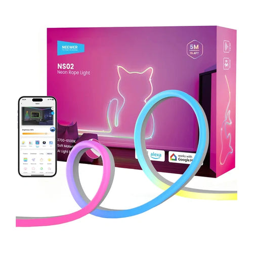 Neewer NS01 - Néon LED RGB connecté 5 m, blanc réglable : flexible silicone Neewer ns01