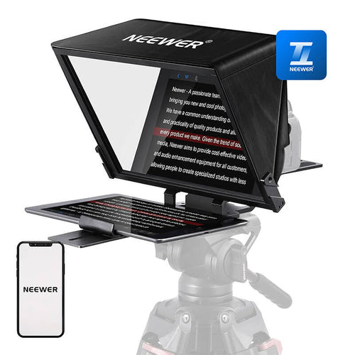 Neewer - Téléprompteur X14 PRO 14 pouces (télécommande RT-110 et mallette incluses) : vue ensemble