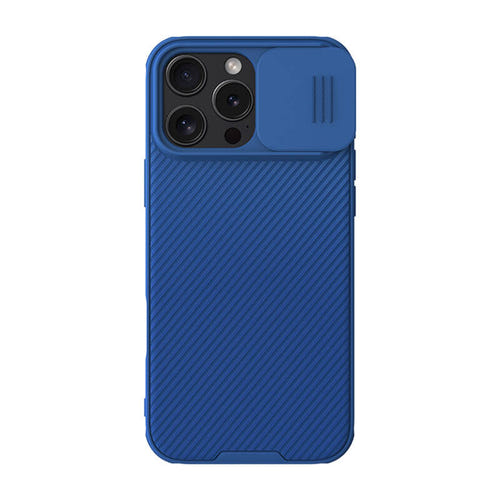 Nillkin CamShield Pro - Coque iPhone 16 Pro Max avec cache objectif (bleue)