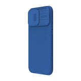 Nillkin CamShield Pro - Coque iPhone 16 Pro Max avec cache objectif (bleue) : vue de tranche boutons