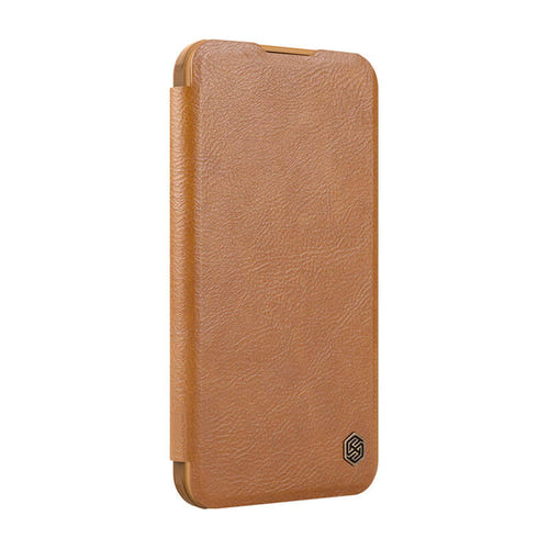 Nillkin Qin Prop - Étui cuir pour iPhone 16 (marron)