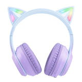 ONIKUMA B90 - Casque sans fil Bluetooth oreilles de chat, bleu et violet : anneaux lumineux RGB bleu