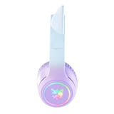 ONIKUMA B90 - Casque sans fil Bluetooth oreilles de chat, bleu et violet : arceau violet