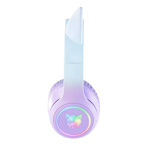 ONIKUMA B90 - Casque sans fil Bluetooth oreilles de chat, bleu et violet : arceau violet