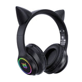 ONIKUMA B90 - Casque sans fil Bluetooth oreilles de chat lumineuses, noir : boutons écouteur commandes