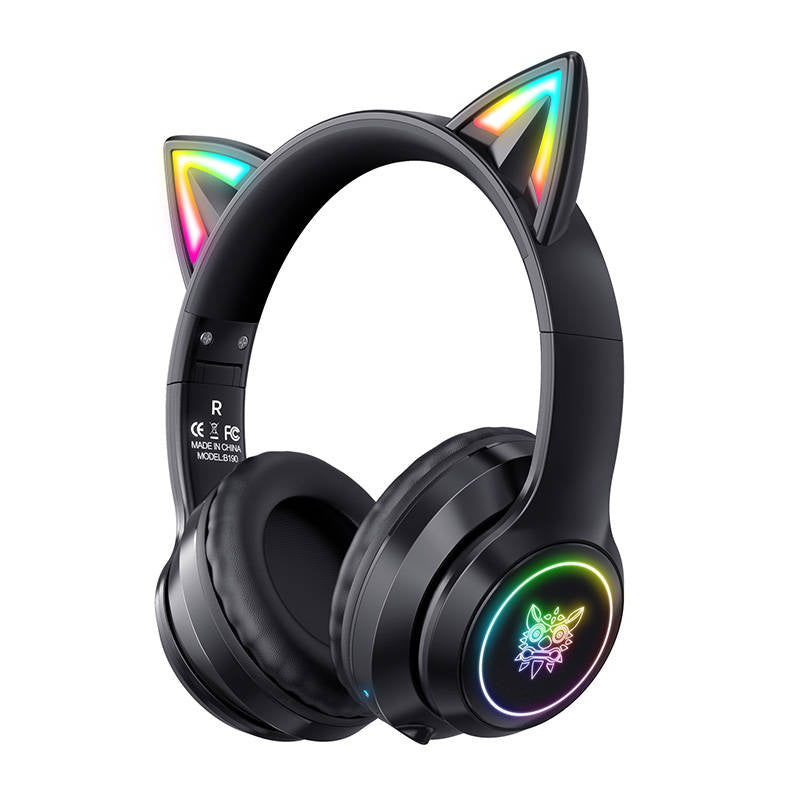 ONIKUMA B90 - Casque sans fil Bluetooth oreilles de chat lumineuses, noir - visuel 1