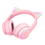 ONIKUMA B90 - Casque sans fil Bluetooth oreilles de chat lumineuses, rose : câbles fournis B90 rose