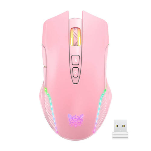 ONIKUMA CW905 - Souris gaming sans fil 2,4 GHz rose, 48 h d'autonomie