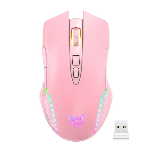 ONIKUMA CW905 - Souris gaming sans fil 2,4 GHz rose, 48 h d'autonomie
