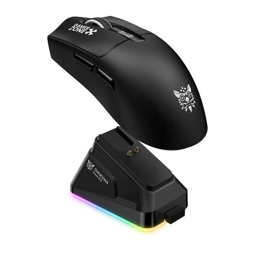 ONIKUMA DM10 - Souris gaming sans fil à écran intégré et station de charge RGB : noire