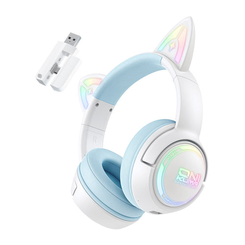 ONIKUMA GT838 - Casque gaming oreilles de chat RGB Bluetooth 5.3, 1000 mAh (bleu)