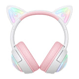 ONIKUMA GT838 - casque gaming sans fil à oreilles de chat lumineuses, rose : rétroéclairées